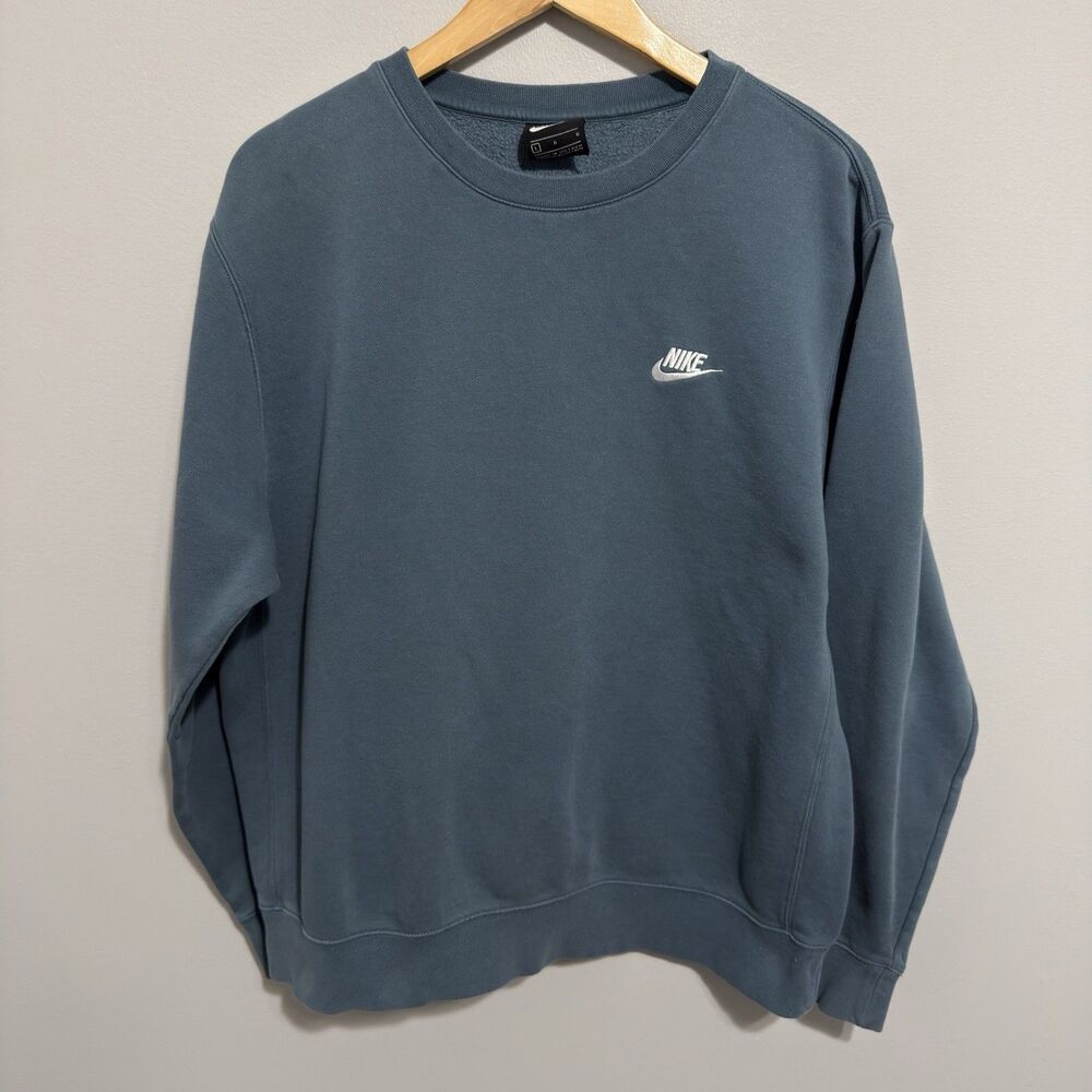 Nike Club Fleece Crewneck Sweater Mens Large Pullover Blue BV2662-407